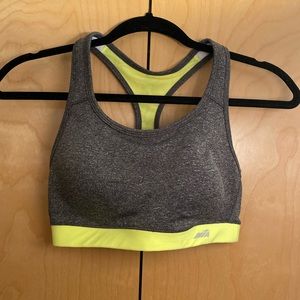 Sports bra - Gray and Neon Yellow